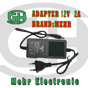آداپتور پلاستیکی 12ولت 2آمپر دوطرف MEHR